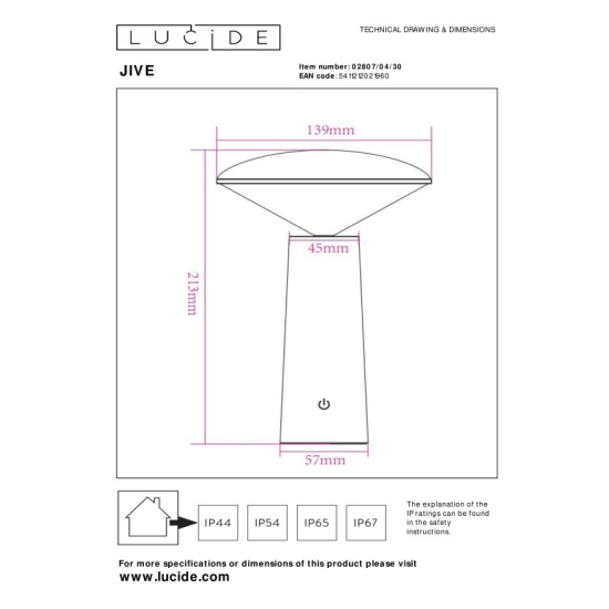 Lampa stojąca 2800-6500K IP44 JIVE 02807/04/31 Lucide - zdjęcie dodatkowe 3
